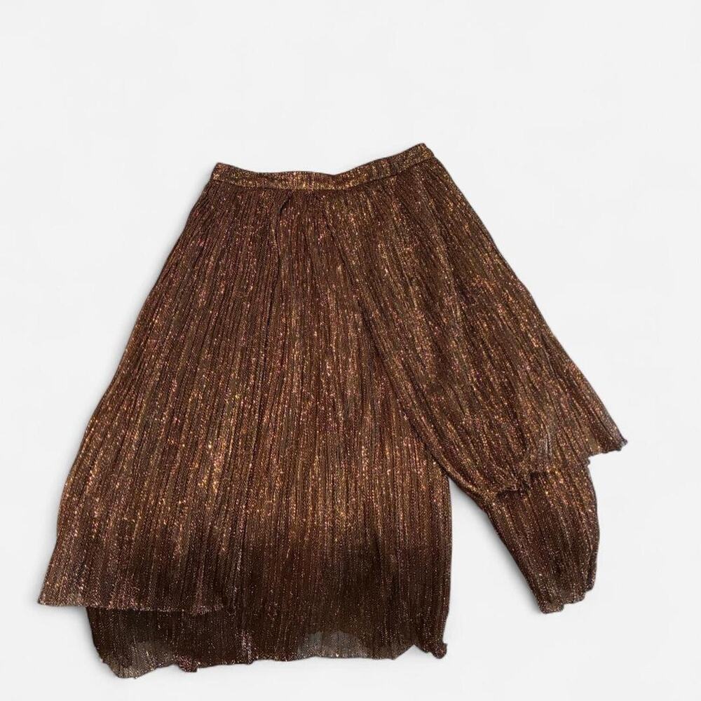 Maeve brown pleated skirt / pant combo with gold shimmer. Size: 2